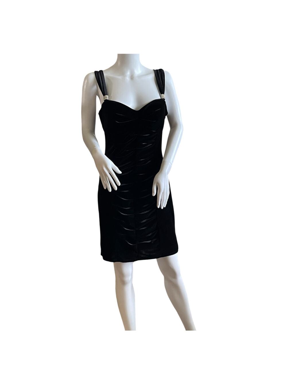 Love Tease Bodycon Bling Black Mini Party Dress Junior Pleated Scrunch Size 11